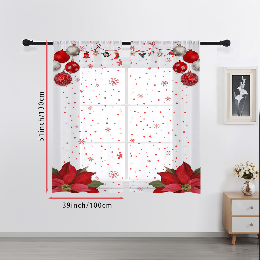 Curtain Sheer Voile - 2 sztuki przezroczystych zasłon z nadrukiem