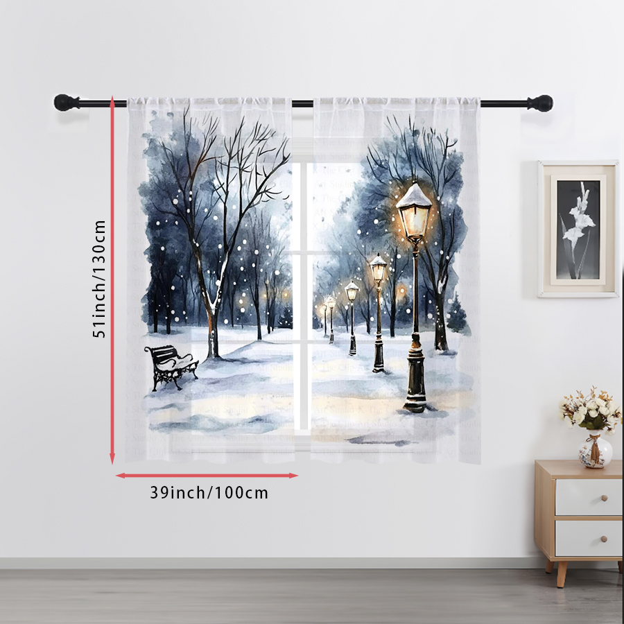 Curtain Sheer Voile - 2 sztuki przezroczystych zasłon z nadrukiem
