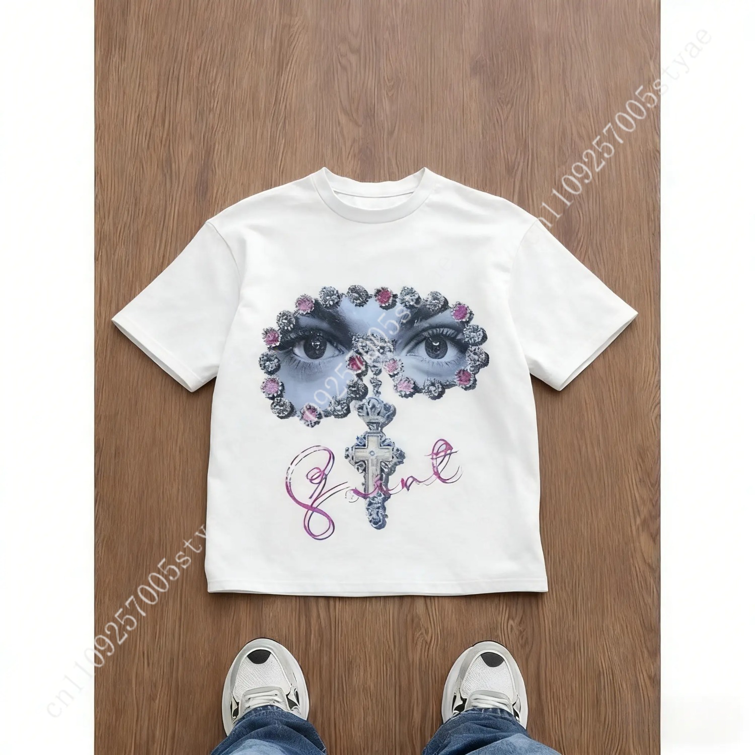 Quilt Cotton Summer - Męska koszulka z grafiką o luźnym