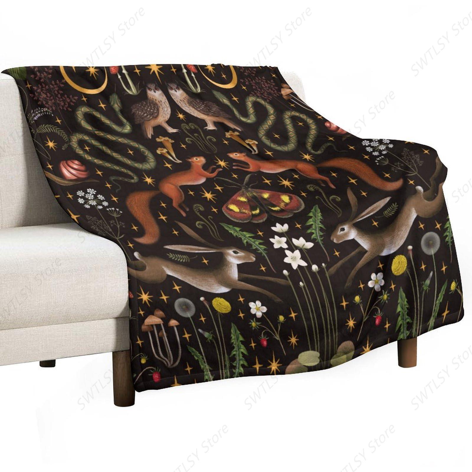 Home Landing Textiles - Koc Rustikowy Leśny, Bajkowy Las Zwierzęta