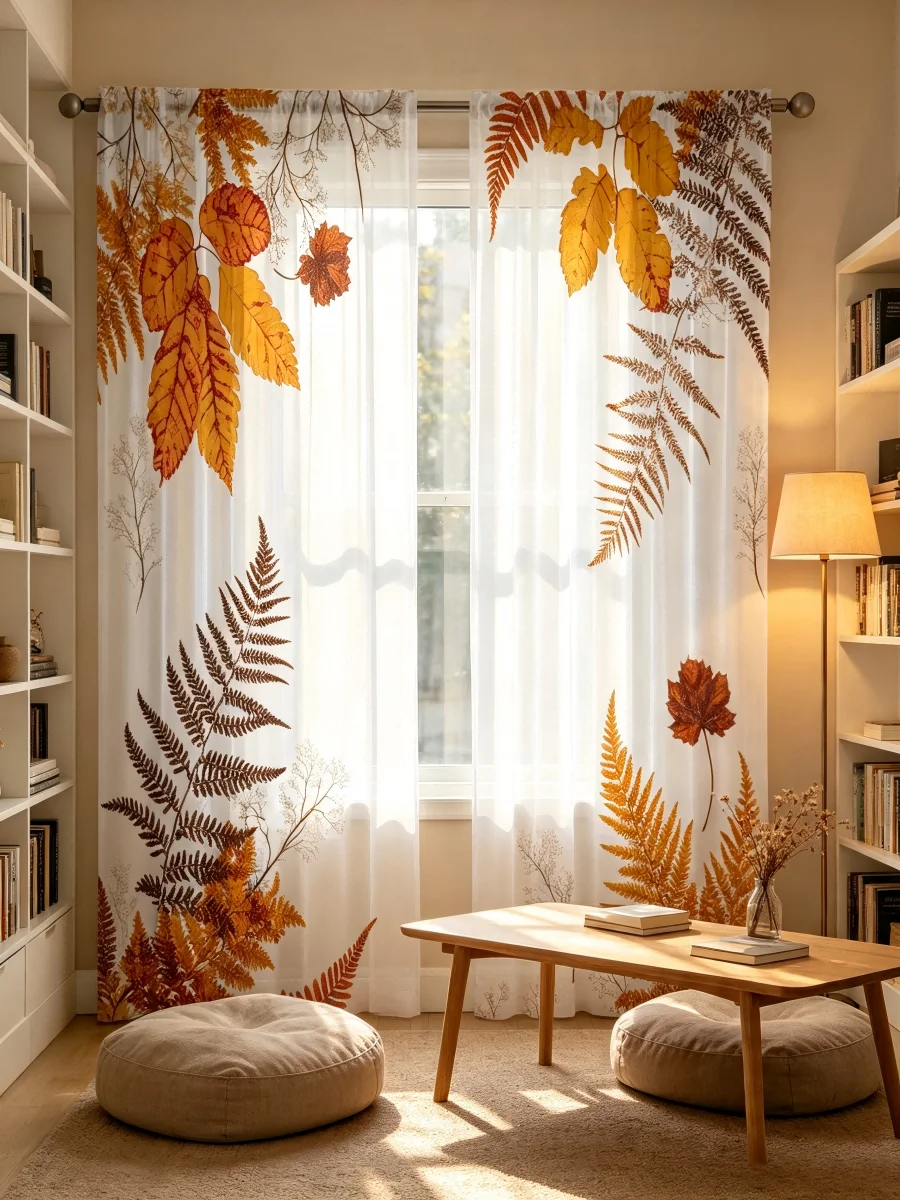 Curtain Sheer Voile - 2 szt. Przezroczyste zasłony z nadrukiem