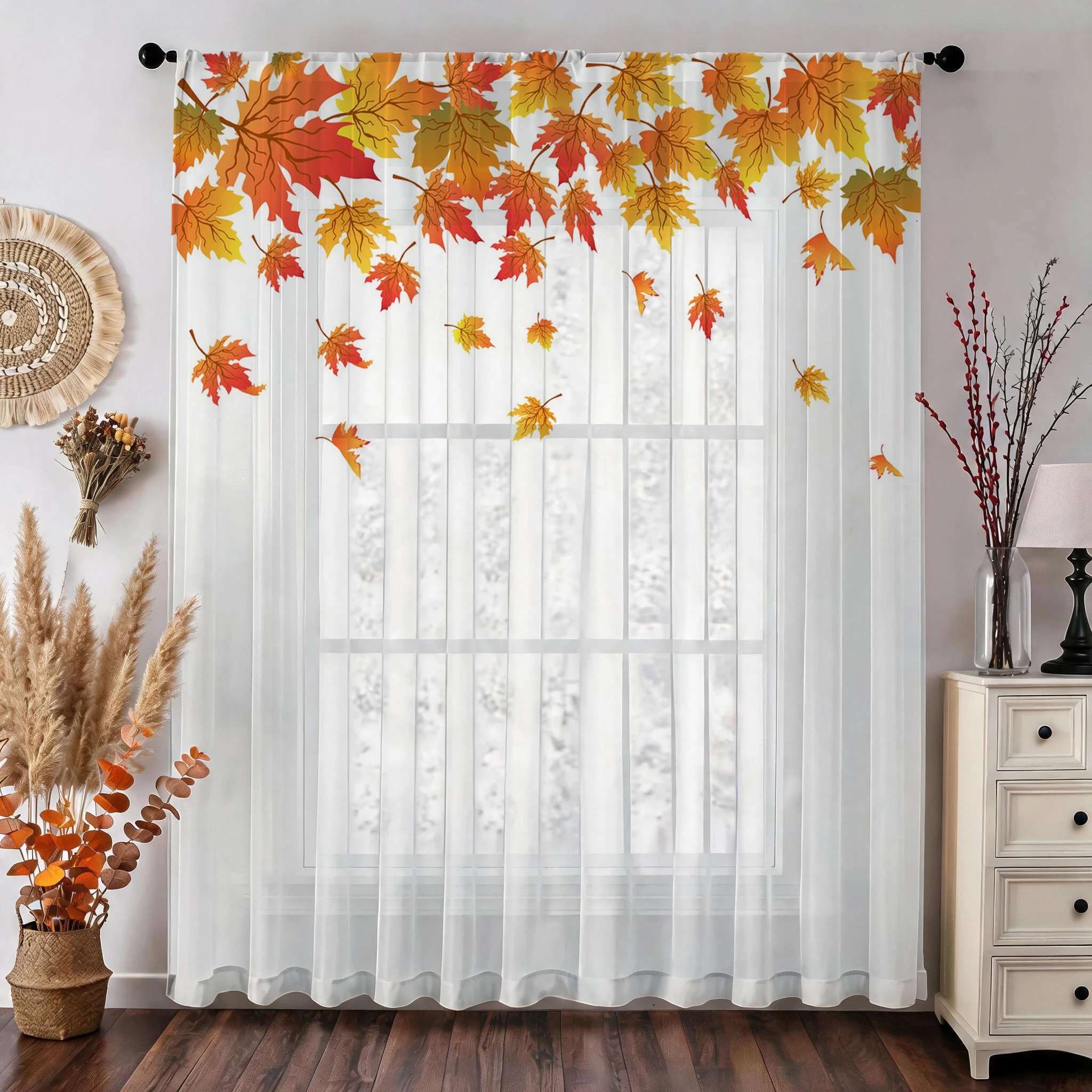 Zasłona woalowa z motywem liśc – Curtain Sheer Voile recenzja i cena