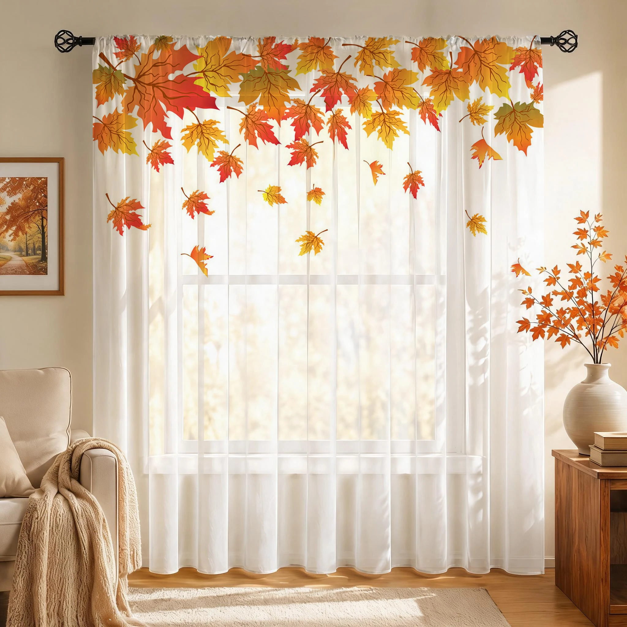 Zasłona woalowa z motywem liśc – Curtain Sheer Voile recenzja i cena