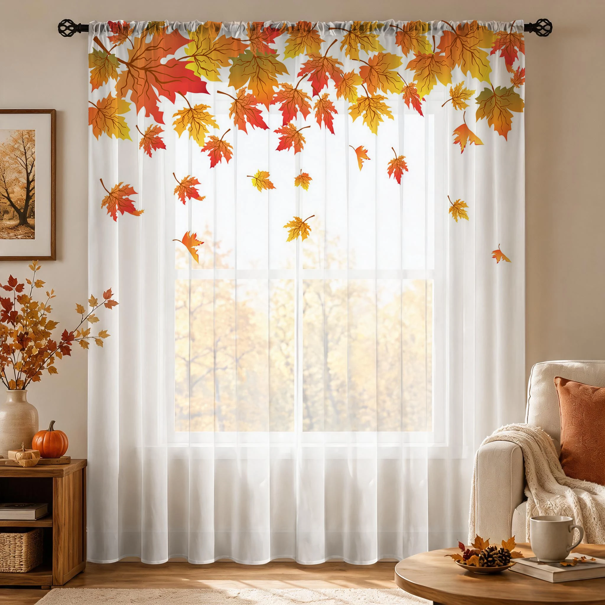 Zasłona woalowa z motywem liśc – Curtain Sheer Voile recenzja i cena
