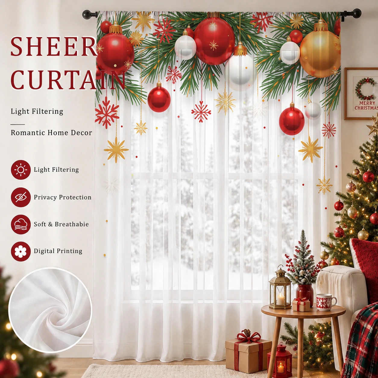 Świąteczna gradientowa, przezr – Curtain Sheer Voile recenzja i cena