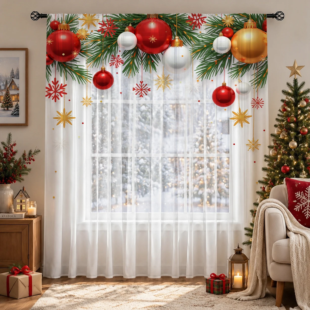 Świąteczna gradientowa, przezr – Curtain Sheer Voile recenzja i cena