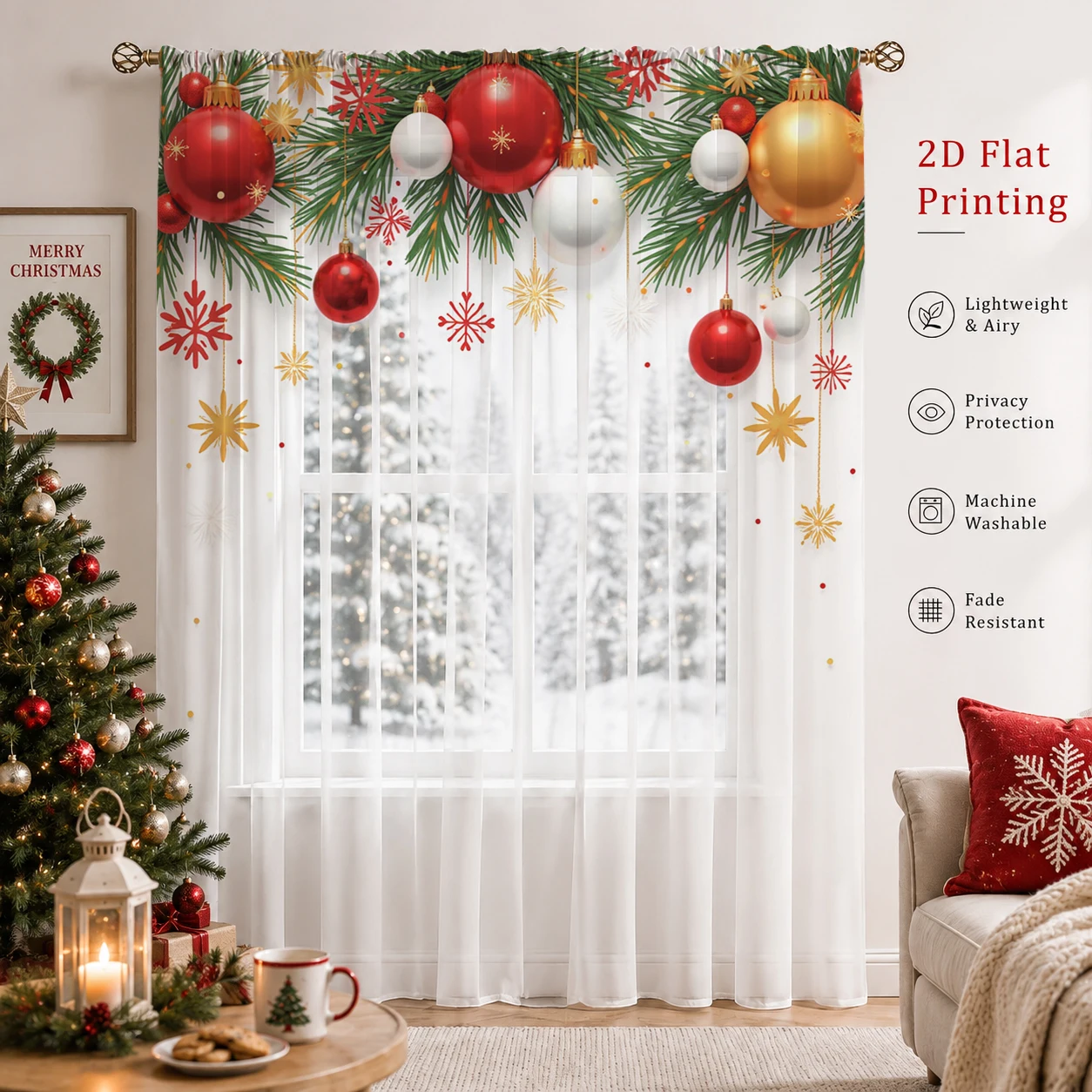 Świąteczna gradientowa, przezr – Curtain Sheer Voile recenzja i cena