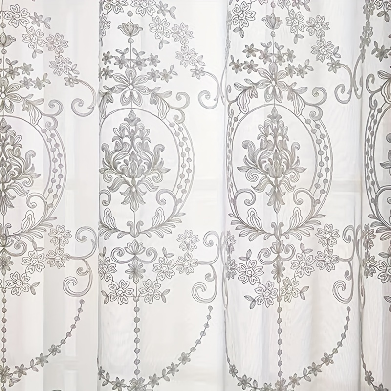 1 szt. Biała haftowana, przezr – Curtain Sheer Voile recenzja i cena