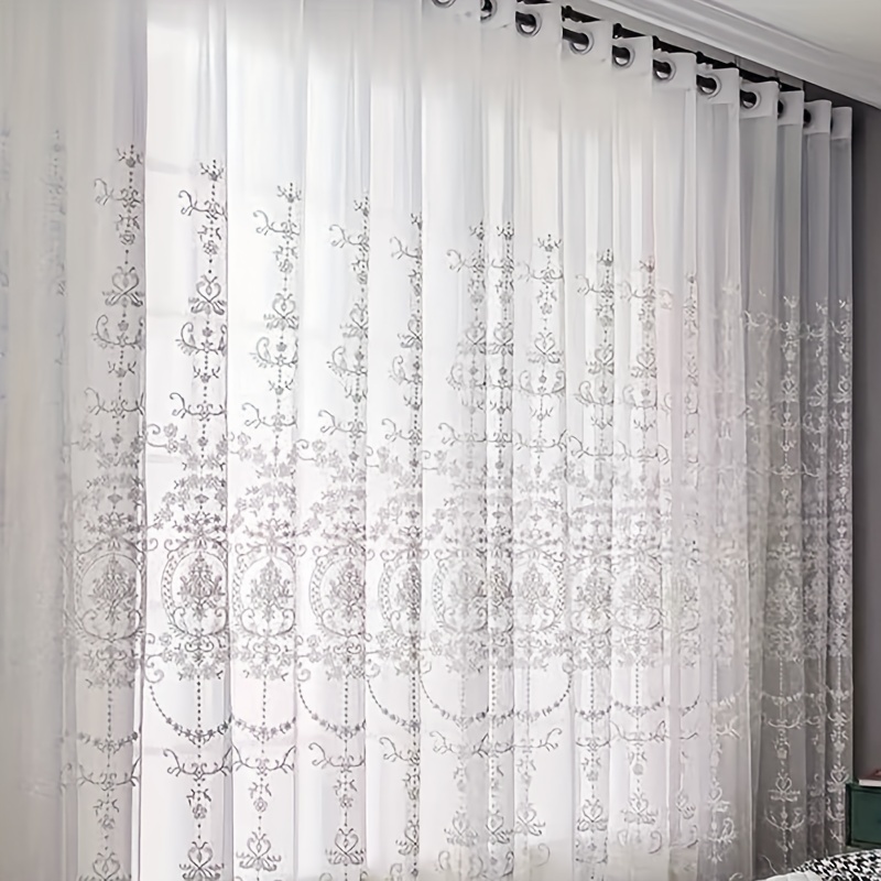 1 szt. Biała haftowana, przezr – Curtain Sheer Voile recenzja i cena