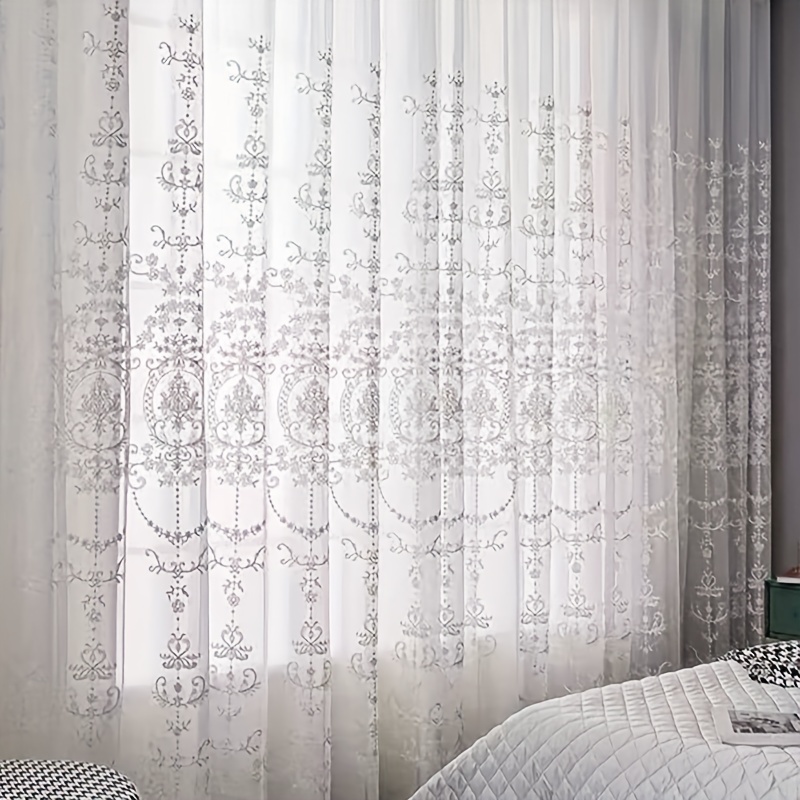 1 szt. Biała haftowana, przezr – Curtain Sheer Voile recenzja i cena