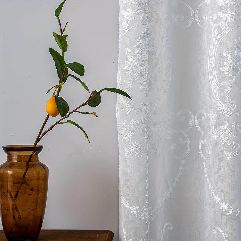 1 szt. Biała haftowana, przezr – Curtain Sheer Voile recenzja i cena