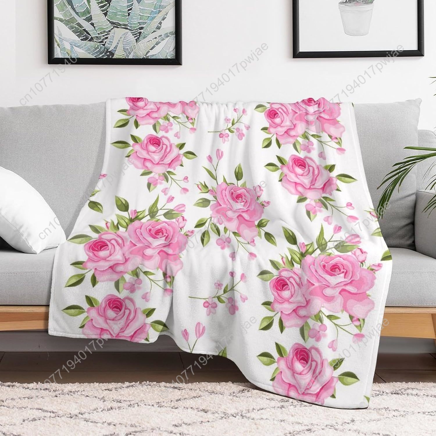 Różowy koc z kwiatowym wzorem, – Home Textiles & Furnishings recenzja i cena